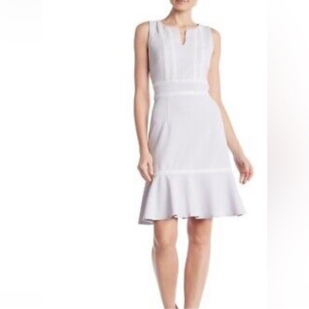 NWT Nanette Lepore sleeveless dress in Lilac and white eyelet trim Size 14